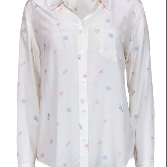 Rails Tops - Rails Kate Seashell Print Silk Shirt Blouse
